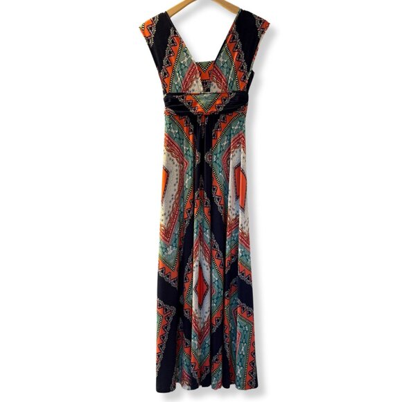 🧡 MAEVE Anthropologie Boho Scarf Print Sleeveless Cotton Maxi Dress Size SP - Picture 1 of 7